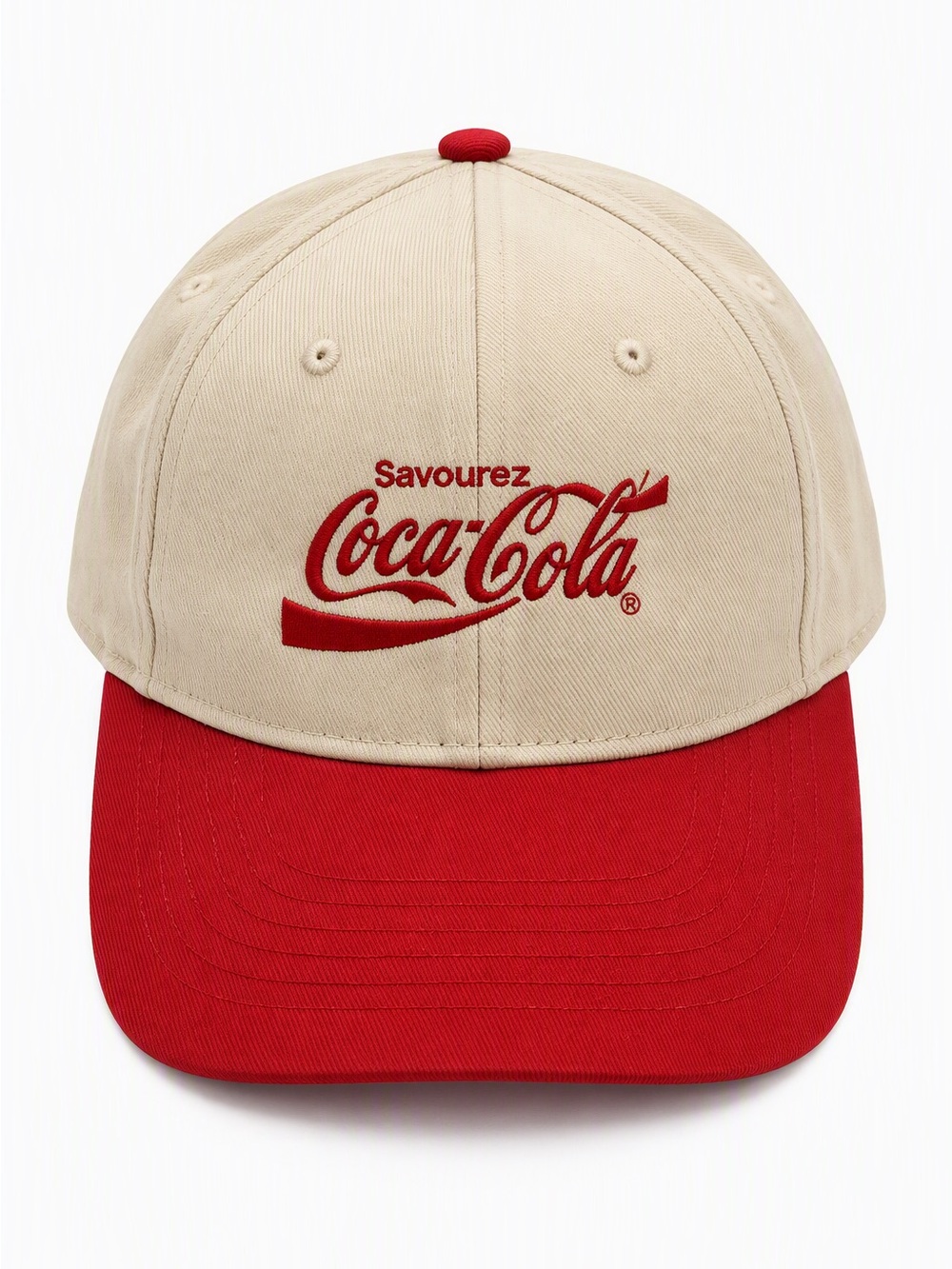 Vintage 90s Made in Canada Cathco Savourez Coca-Cola Red Two Tone Snapback Cap